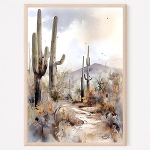 Park Narodowy Saguaro, USA, akwarela, wydruk artystyczny, plakat podróżniczy, dekoracja do domu, prezent artystyczny