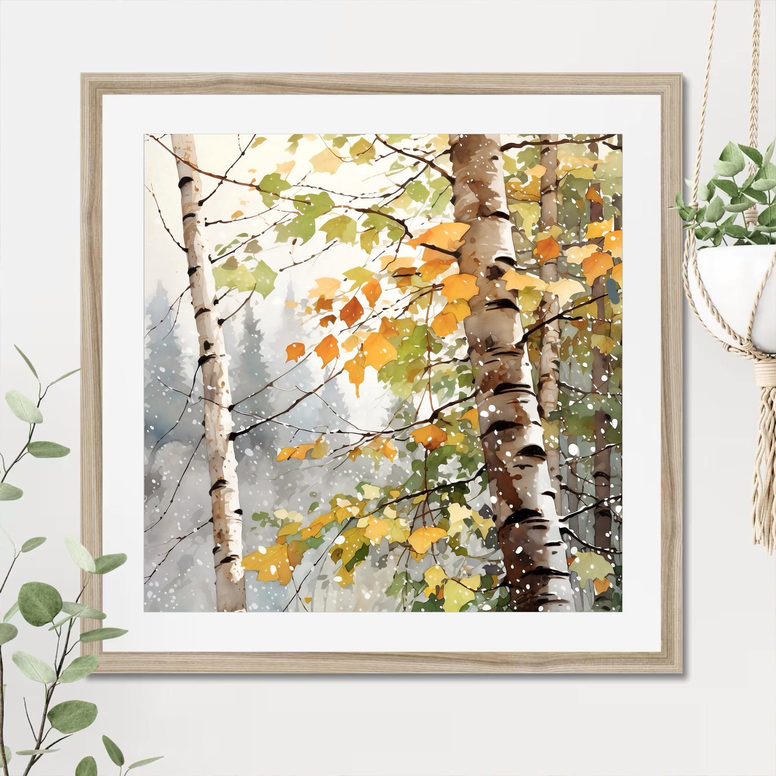 Aspen Tree Watercolor Painting Art Print, Autumn Landscape Wall Art ...