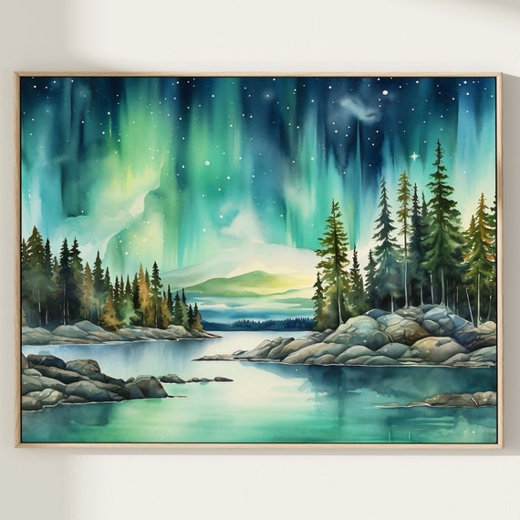 Voyageurs National Park Poster Wall Art Travel Poster National Park Voyageurs Northern Lights Vibrant Print Living Room Art