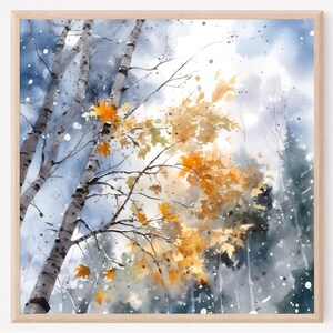 Aspen Tree Watercolor Art Print, Autumn Landscape Wall Decor, Fall Forest Nature Artwork