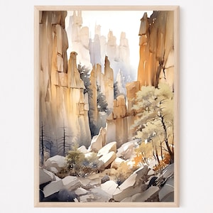 Pinnacles National Park USA Art Print, Pinnacles Park Watercolor Painting, Watercolor Prints, Travel Poster, Home Decor Gift, Birthday Gift