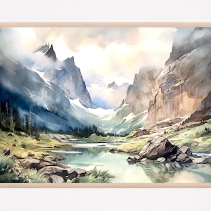 Glacier National Park Travel Print, Glacier National Park Wall Art Montana Travel Poster, Glacier National Park Home Decor Gift Art