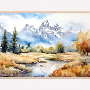 Grand Teton Nationalpark Aquarell Druck Wandkunst, Grand Teton Poster, Nationalpark Wandkunst, Reise Reisedruck, Reisegeschenk. G.T