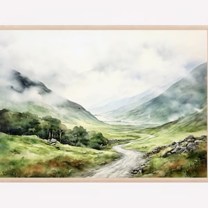Irish Road Painting Ring Of Kerry Watercolor Print Ireland Landscape Wall Art Irish Countryside Watercolor Art Print Home Decor Gift