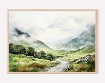Irish Road Painting Ring Of Kerry Watercolor Print Ireland Landscape Wall Art Irish Countryside Watercolor Art Print Home Decor Gift
