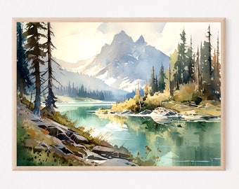 Glacier National Park Wall Art, Glacier Print, Glacier National Park Watercolor Painting, Lake McDonald Print, Montana Wall Art