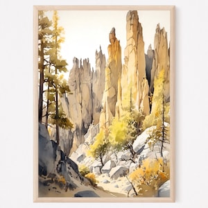 Pinnacles National Park USA Art Print, Pinnacles Park Watercolor Painting, Watercolor Prints, Travel Poster, Home Decor Gift, Birthday Gift