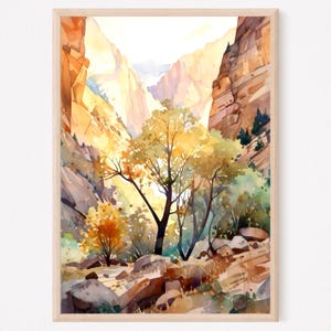 Zion National Park Utah Watercolor Painting Fine Art Print