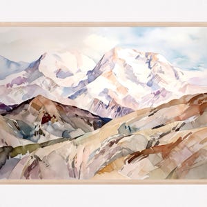 Denali National Park, Mount McKinley Watercolor Painting Art Print