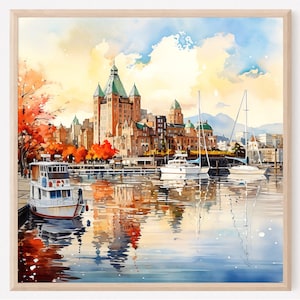 Vancouver Art Print, Canada Wall Art, Vancouver Poster, Cityscape Art, Home Decor Gift
