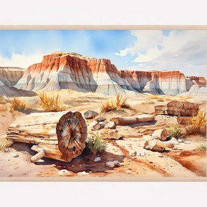 Versteinerter Wald Aquarell Malerei Nationalpark Poster Reise Aquarell Nationalpark Versteinerter Wald Druck Kunst Home Decor Geschenk