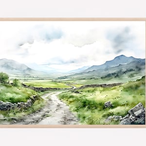 Irish Road Painting Ring Of Kerry Watercolor Print Ireland Landscape Wall Art Irish Countryside Watercolor Art Print Home Decor Gift