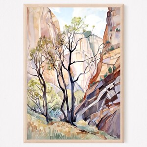 Zion Painting Print Utah National Park Landscape Large Wall Art Travel Art Gift