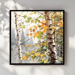 Aspen Tree Watercolor Painting Art Print, Autumn Landscape Wall Art ...