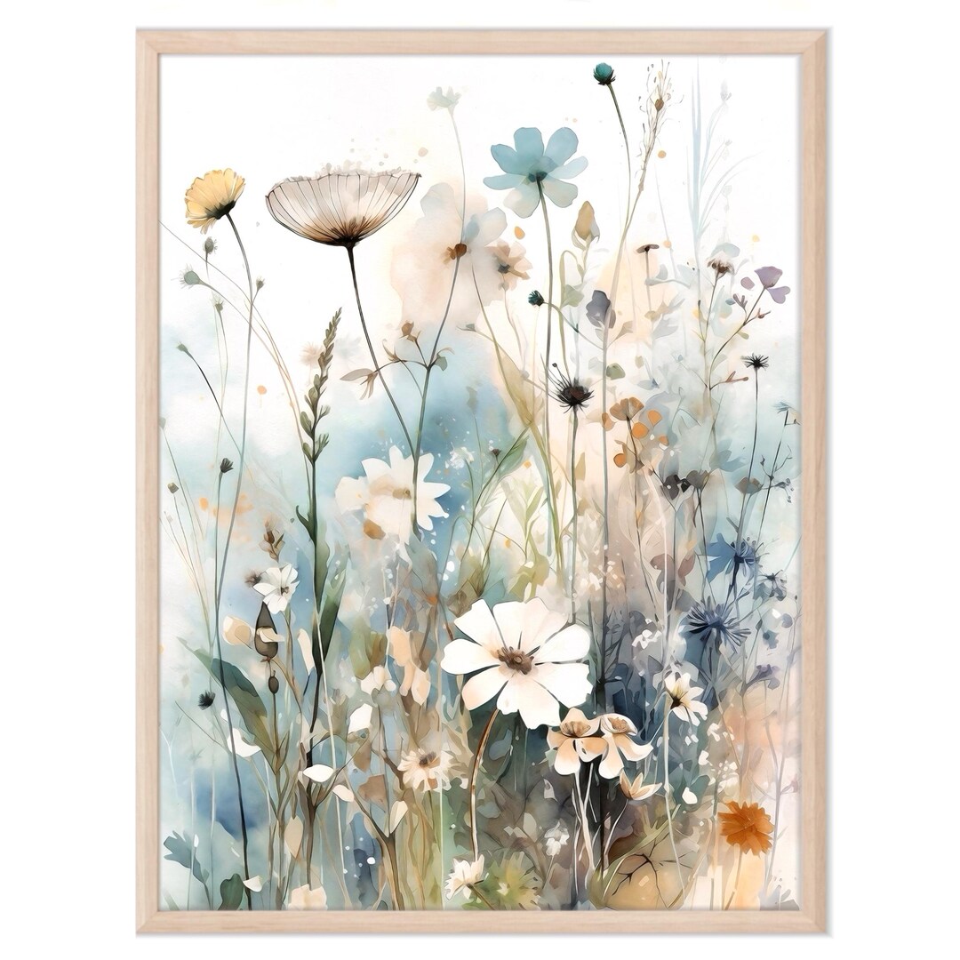 Wildflowers Watercolor Print, Botanical Floral Art Poster, Nature ...