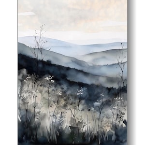 Blue Ridge Mountains Watercolor North Carolina Landscape Wildflowers Painting Art Print Appalachian Highlands Artwork Nature Wall Art Poster
