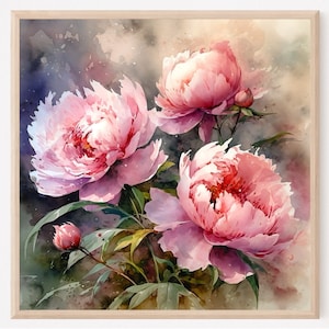 Watercolor peony print