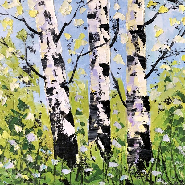 Aspen Painting Original Art Abstract Landscape Artwork Forest Wall Art Oil Painting Original by Tetiana Art