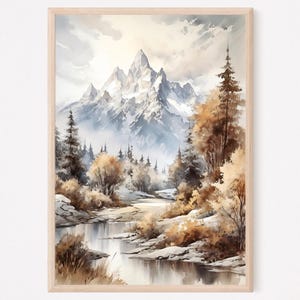Grand Teton National Park USA Watercolor Painting Art Print. GT