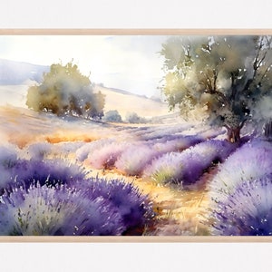 French Country Painting , Lavender Field Print, Sunrise in Provence, France Artwork , Provence Wall Art, Lavender Wall Art, Provence Poster
