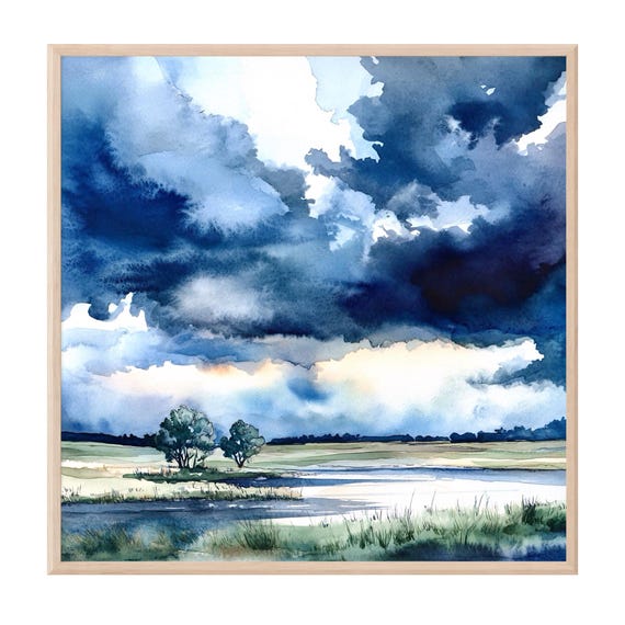 Toile Imprimée Paysage Lac Et Ciel - Décoration Murale Salon - Sans Cadre