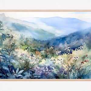 Blue Ridge Mountain Painting Blue Ridge Parkway Watercolor Art Print North Carolina Landscape Wall Art Mountains Forest Artwork Gift Ideas