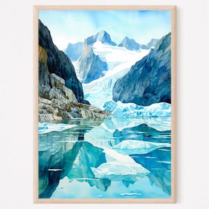 Glacier Bay National Park Art Print, Glacier Bay Painting, Glacier Bay Watercolor Art, Watercolor Prints, Home Decor Gift, Travel Print . GB
