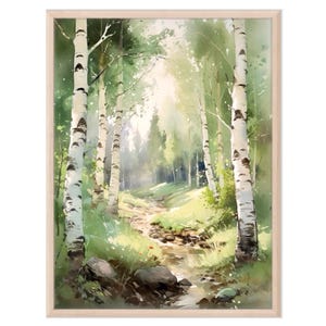 Birkenwald Kunstdruck, Aquarell Birkenbaum Malerei, Landschaft Wandkunst, Home Decor Geschenk Kunst