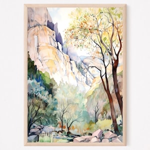 Zion National Park Watercolor Painting Utah Art Print Watercolor Landscape Travel Art Poster Home Decor Gift Art