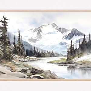Mountain Landscape Art Print | Rustic Home Decor | North Cascades Washington Scenery Poster | Nature Gift Art | National Park Watercolor
