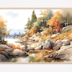Acadia National Park Watercolor Print Travel Art USA Landscape Home Decor Gift