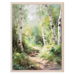 Birkenwald Kunstdruck, Aquarell Birkenbaum Malerei, Landschaft Wandkunst, Home Decor Geschenk Kunst