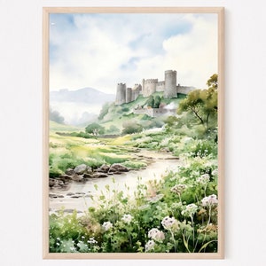 Rock of Cashel, Tipperary, Ireland travel Wall decor, Irish landscape watercolor painting art print