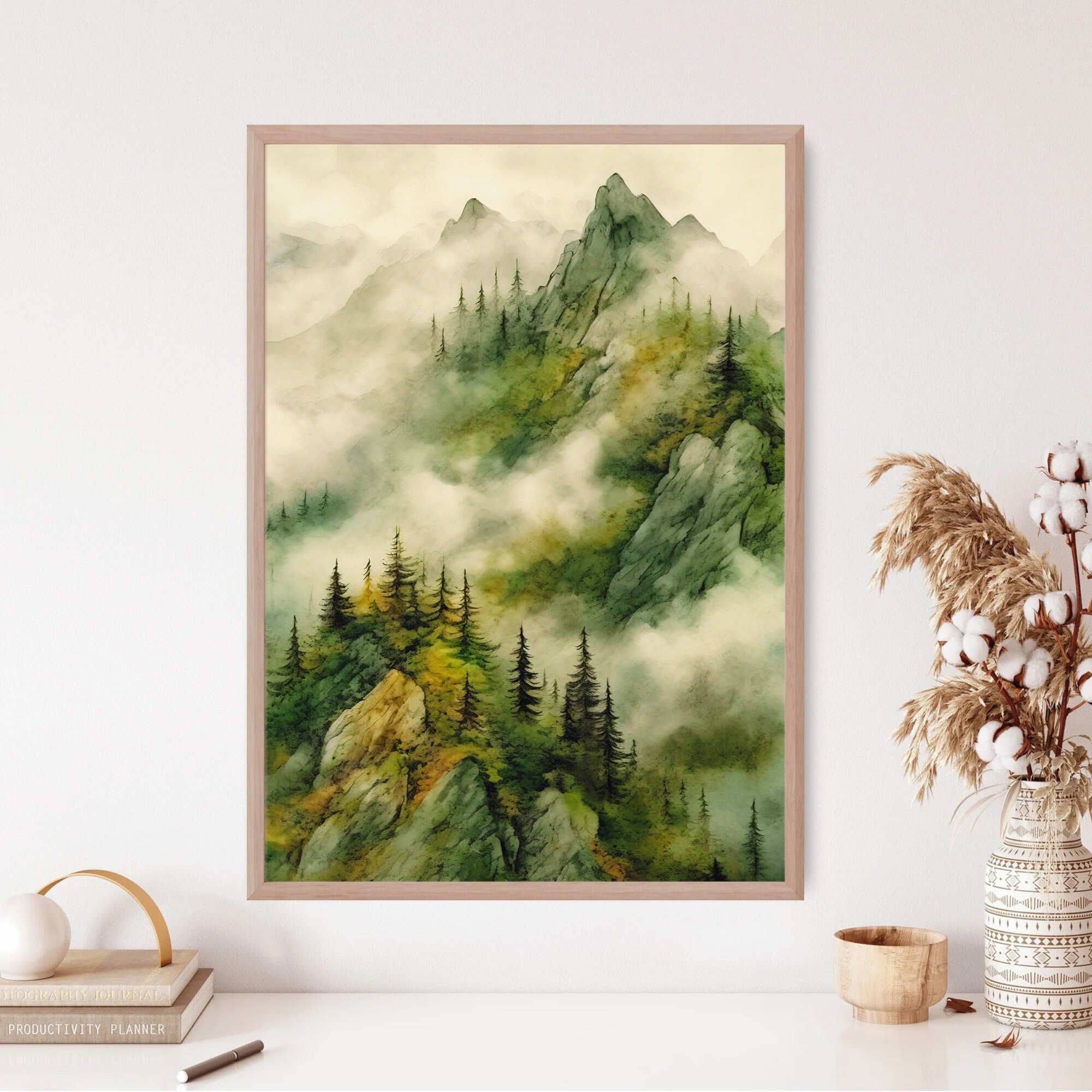 Pine Tree Wall Art Mountain Forest Art Print Panoramic Landscape ...