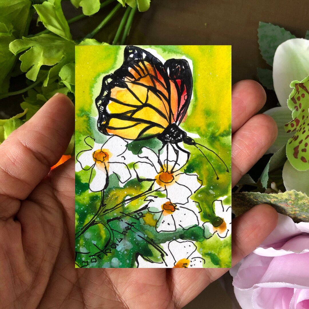 Aceo Watercolor Original, ACEO Card, Miniature Art, Butterfly