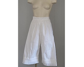 Antique Pantaloons / Edwardian White Cotton Bloomers Knickers 1900s Lingerie Victorian Undergarments