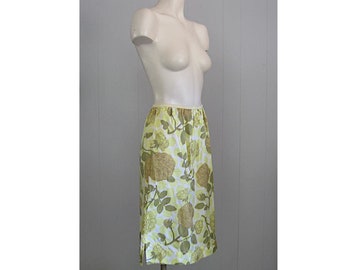 Vintage Floral Half Slip / 1960s Nylon Roses and Polka Dots Skirt Slip