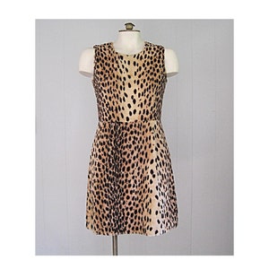 50s Vintage Pin Up Cocktail Dress / Leopard Print Faux Fur Bettie Page Style 1950s Wiggle Dress / 60s Vintage Sleeveless Sheath Dress