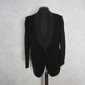 Hector Powe Wool Tuxedo Jacket: 1950s Shawl Collar Dinner Jacket