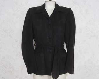 Vintage Levi's Jacket / 1940s Levi Strauss Lone Pine One Pine Big E Suede Jacket / '40s Levis Pine Tree Label Women's Belted Jacket