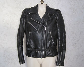 Vintage Black Leather Motorcycle Jacket Hein Gericke for Harley Davidson Leather Riding Jacket / Vintage Women's Small Leather Biker Jacket