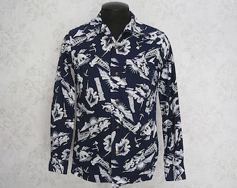 Vintage 1950s Penney's Towncraft Rayon Button Front Shirt Medium