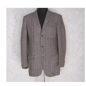 1950s Vintage Tweed Sport Coat / Men&#39;s &#39;50s Three Button Robert Hall Vintage Wool Blazer