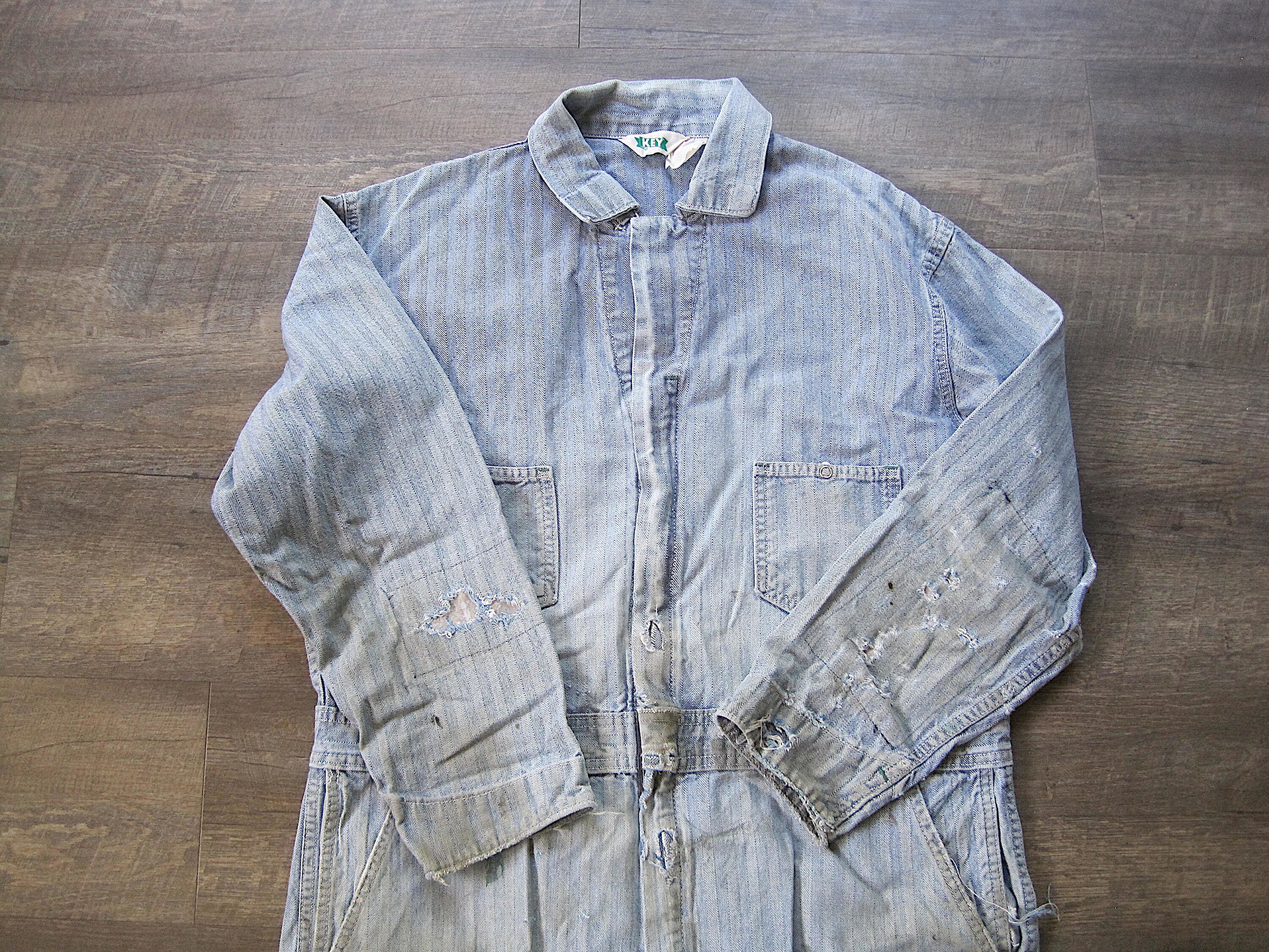 ジャケット・アウター OLD BLUE BLUE denim coverall fade grunge OLD BLUE BLUE denim coverall fade grunge