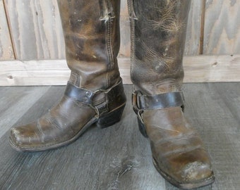 90’s FRYE Engineer Zip Boots Vintage 90s 00s Frye Motorcycle Boots Harness Engineer Black