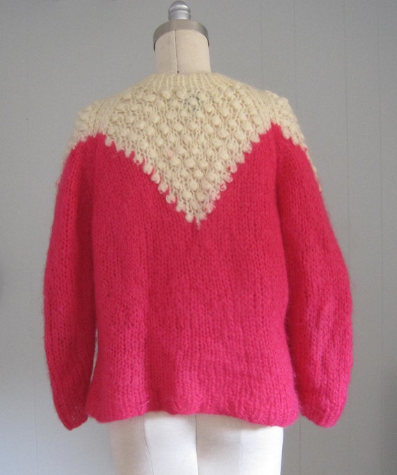 1960s Vintage Mohair Wool Sweater / Fuchsia Pink … - image 4