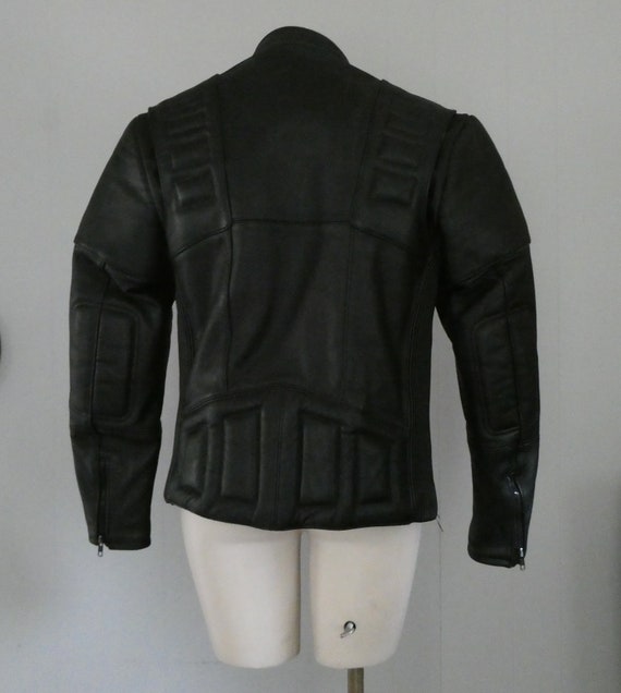 Black Leather Motorcycle Jacket / Vintage Fieldsh… - image 7