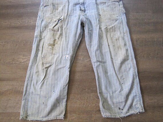 Vintage Key Coverall / 60s 70s Distressed Denim H… - image 4