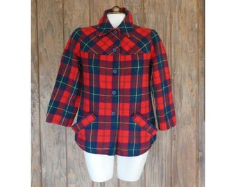 Vintage 1970s Pendleton Wool Plaid Jacket - Women's Small