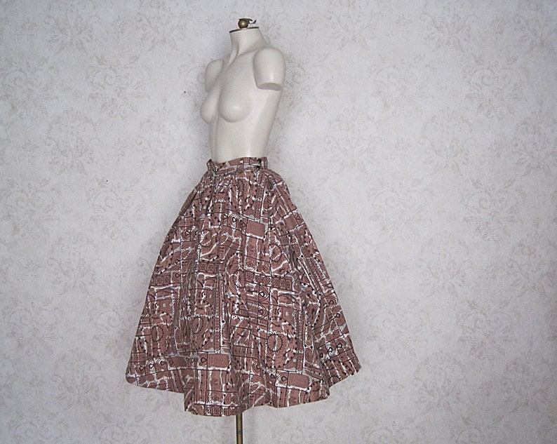 1950s Full Cotton Circle Skirt / Vintage Hawaiian Tiki Skirt image 1